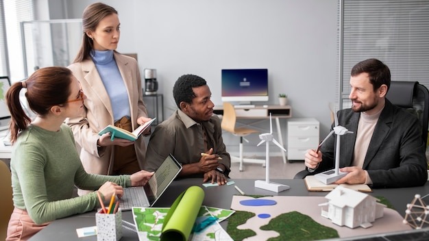 Team collaborating around a table